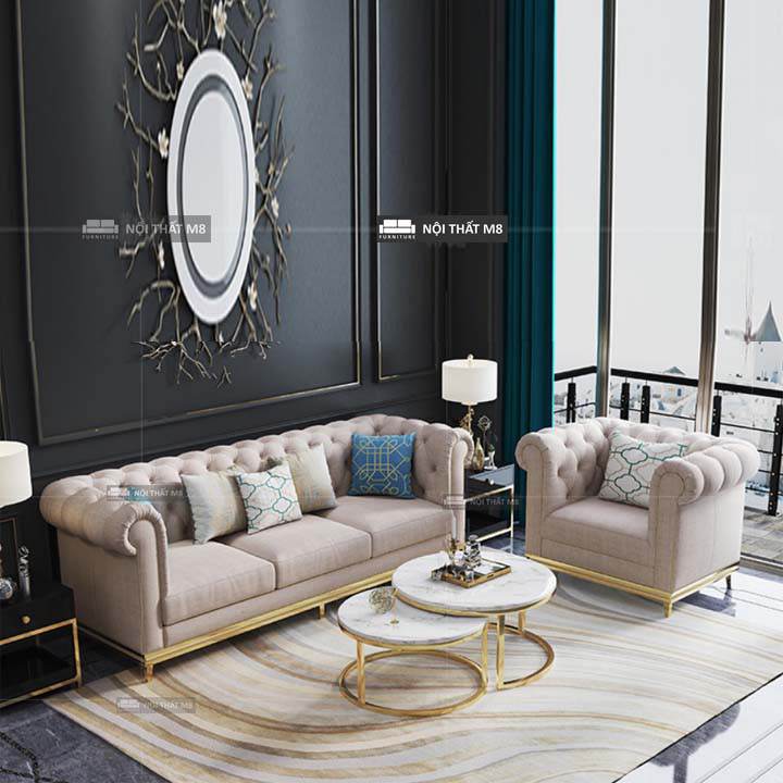 Ghế sofa da cao cấp Vera chân inox mạ sang trọng M8-3527 thumbnail 3