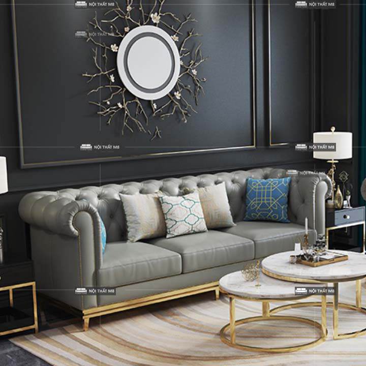 Ghế sofa da cao cấp Vera chân inox mạ sang trọng M8-3527 thumbnail 2