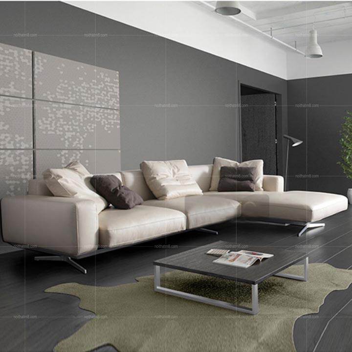 Sofa da cao cấp chân trụ inox cá tính và sang trọng M8-3544 thumbnail 2