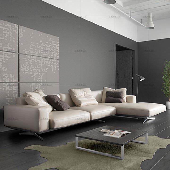 Sofa da cao cấp chân trụ inox cá tính và sang trọng M8-3544 thumbnail 3