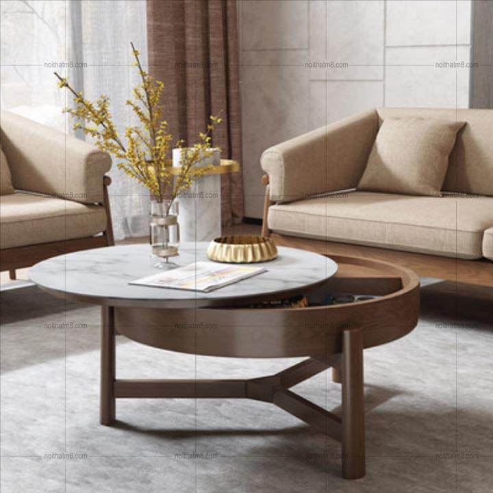 Mẫu bàn sofa đẹp mặt đá khung gỗ tự nhiên sang trọng M8-4284 thumbnail 2