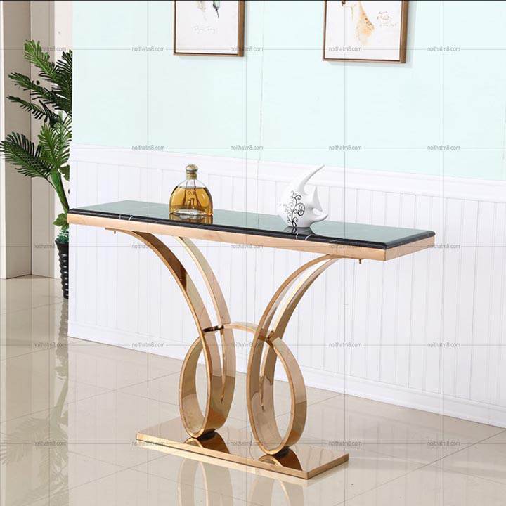 Bàn console tân cổ điển mặt đá khung inox mạ titan M8-9012 thumbnail 2