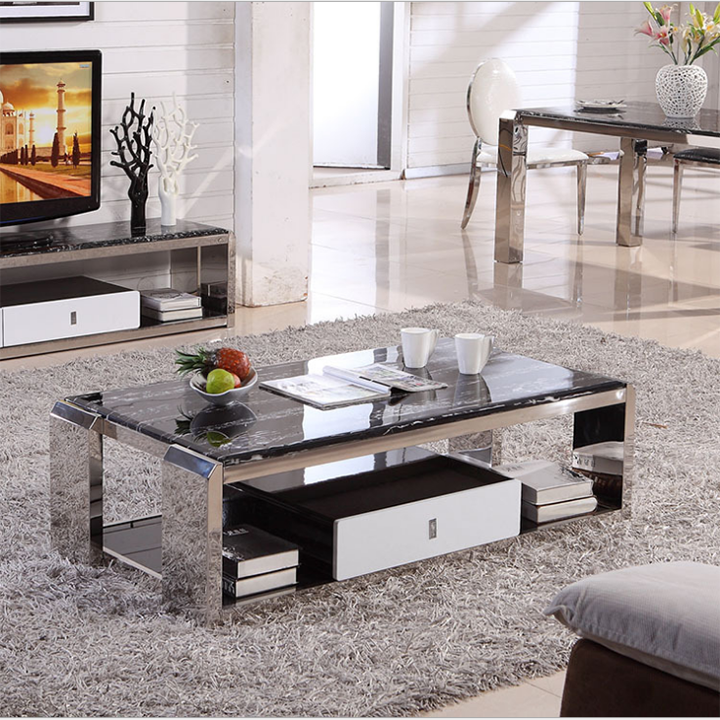 Bàn trà hiện đại bằng đá kết hợp thép chống gỉ sang trọng M8-4236 thumbnail 4