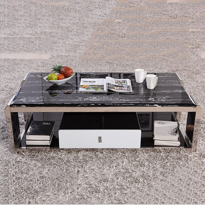 Bàn trà hiện đại bằng đá kết hợp thép chống gỉ sang trọng M8-4236