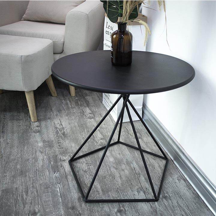 Bàn trà nhỏ tròn khung sắt đan chéo độc đáo, hiện đại M8-9007