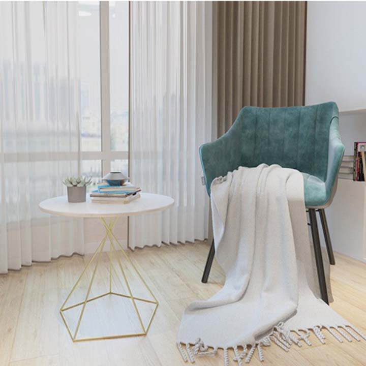Bàn trà nhỏ tròn khung sắt đan chéo độc đáo, hiện đại M8-9007 thumbnail 3