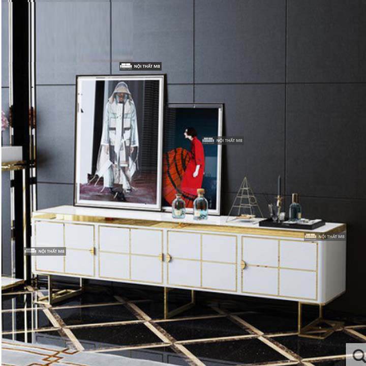 Kệ tivi phòng khách khung mạ vàng cao cấp M8-2063