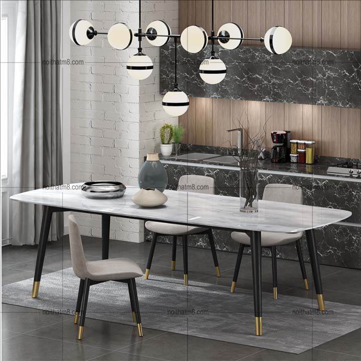 Mẫu bàn ăn đẹp hiện đại phong cách Bắc Âu làm bạn đứng ngồi không yên M8-4022