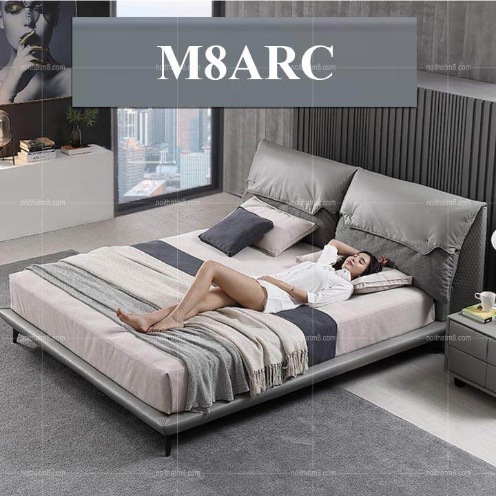 Mẫu giường ngủ đẹp chân sắt bọc đệm da thật cao cấp M8-6032 thumbnail 4