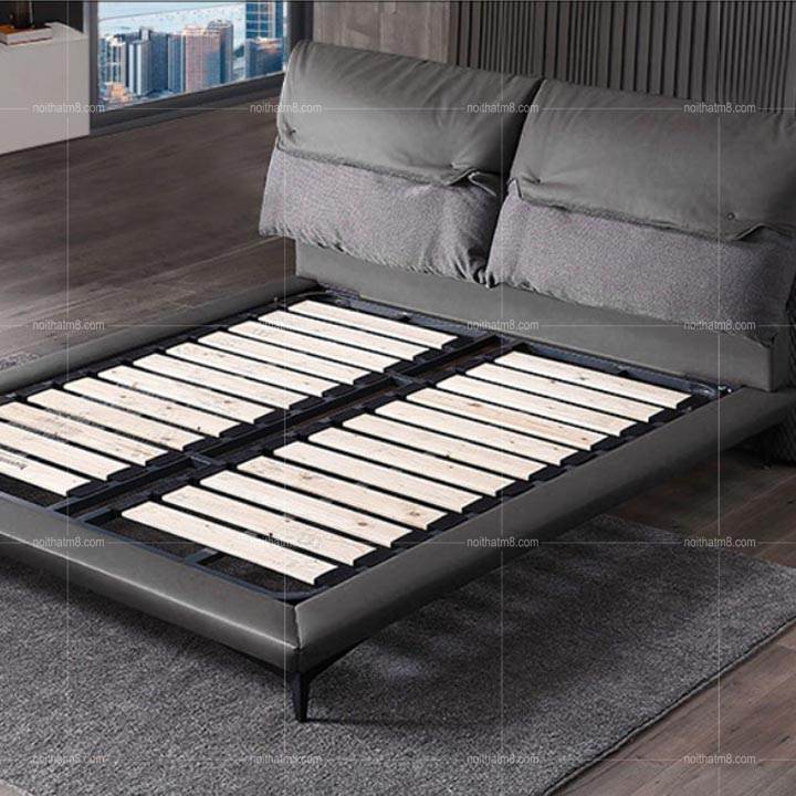 Mẫu giường ngủ đẹp chân sắt bọc đệm da thật cao cấp M8-6032 thumbnail 5