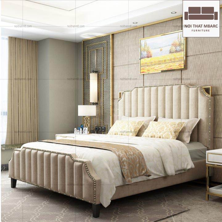 Giường ngủ cao cấp bọc nệm phong cách tân cổ điển M8-6025 thumbnail 4