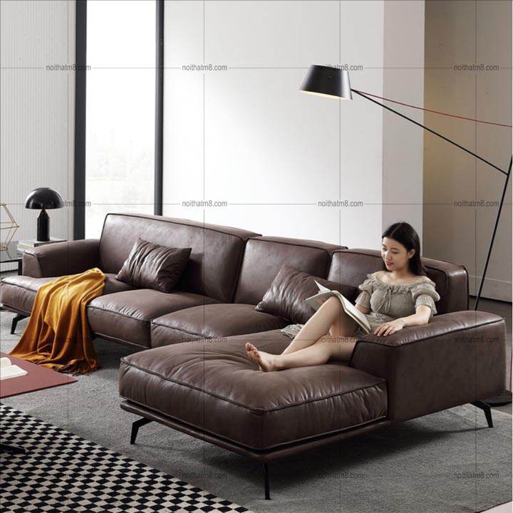Mẫu sofa da dáng chữ L đẳng cấp sang trọng M8-3546