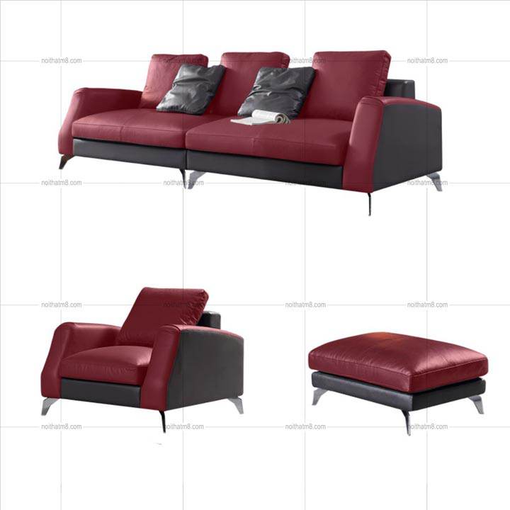 Sofa da cao cấp chân inox bền đẹp và sang trọng M8-3551 thumbnail 2