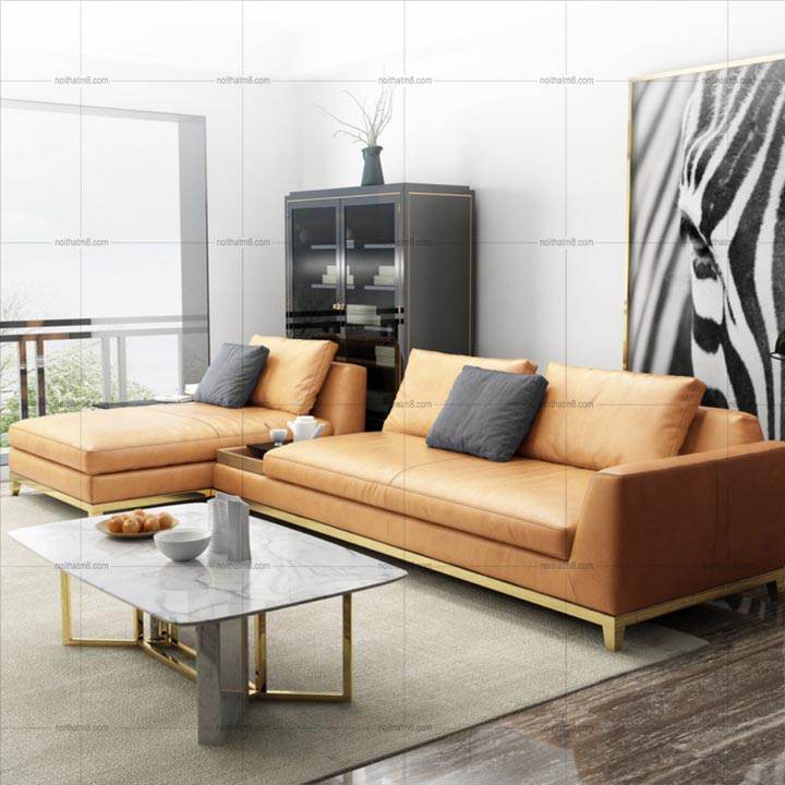 Sofa da cao cấp khung chân inox 304 mạ PVD M8-3538 thumbnail 3