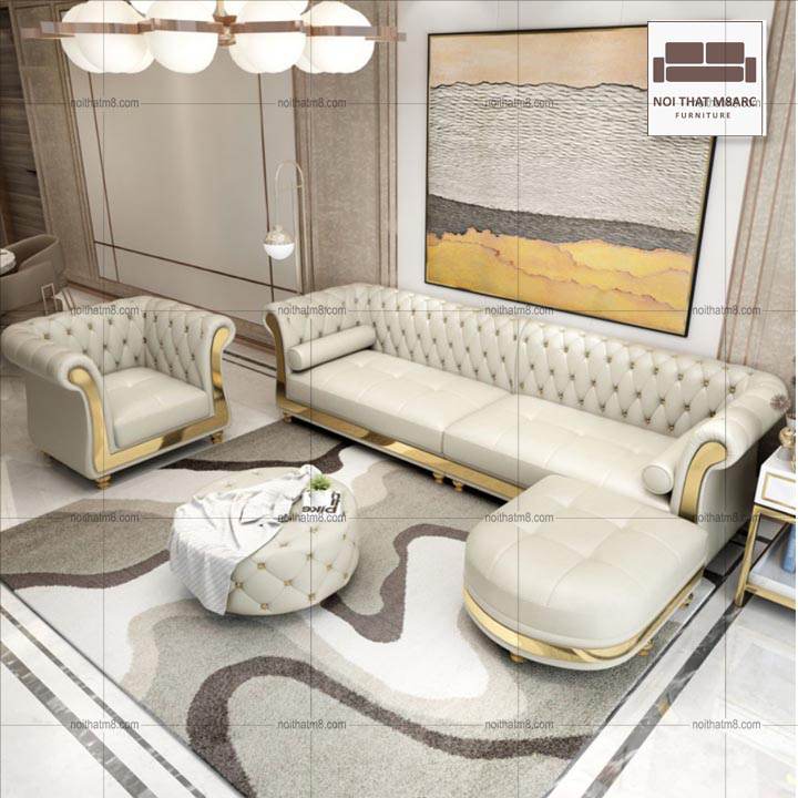 Mẫu sofa da đẹp kiểu dáng sang chảnh đẹp hút hồn M8-3540