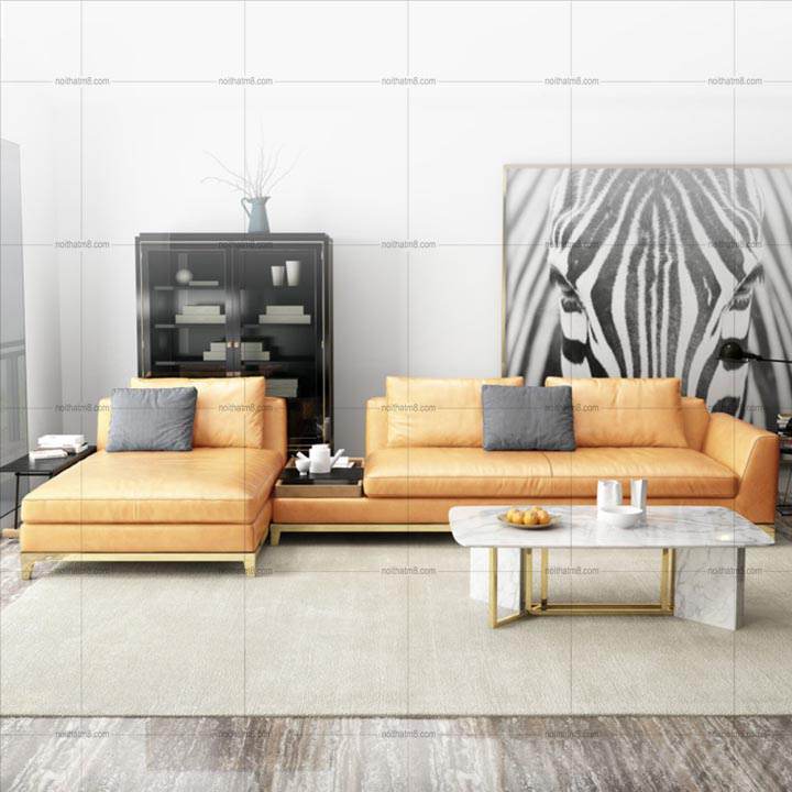 Sofa da cao cấp khung chân inox 304 mạ PVD M8-3538 thumbnail 4