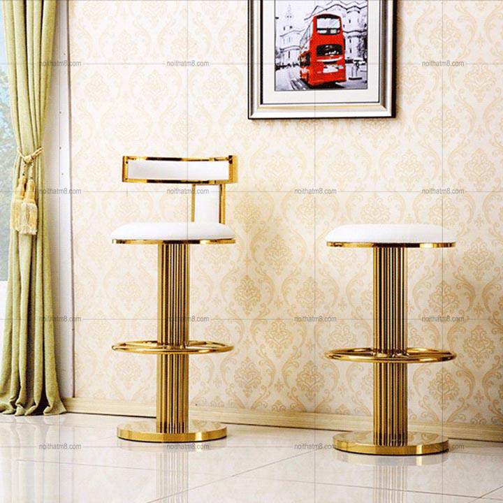 Mẫu ghế quầy bar khung inox mạ vàng cao cấp M8-4662 thumbnail 4