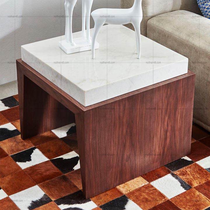 Bàn sofa mặt đá chân gỗ dáng vuông nhỏ gọn M8-9068 thumbnail 3