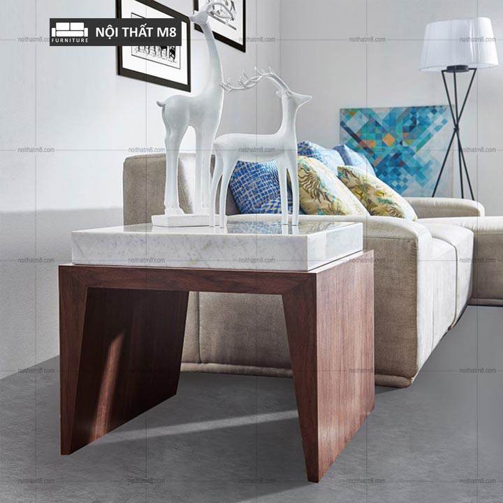 Bàn sofa mặt đá chân gỗ dáng vuông nhỏ gọn M8-9068 thumbnail 5