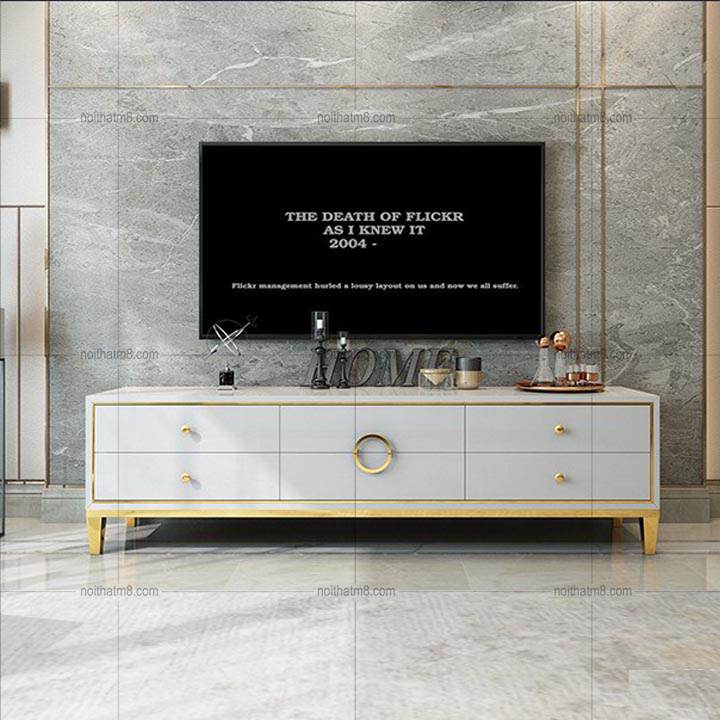 Kệ tivi gỗ hiện đại kết hợp khung inox mạ vàng cao cấp M8-2098 thumbnail 4