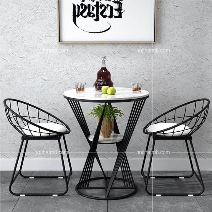 Bộ bàn ghế cafe đẹp chất liệu sắt sơn tĩnh điện M8-4813