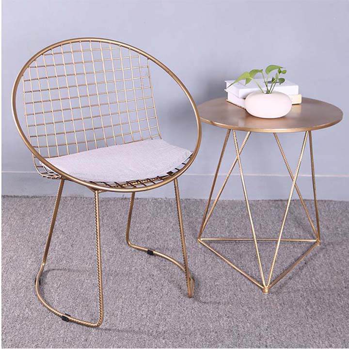 Bàn ghế cho quán cafe bằng sắt mạ vàng sang trọng M8-4611 thumbnail 5