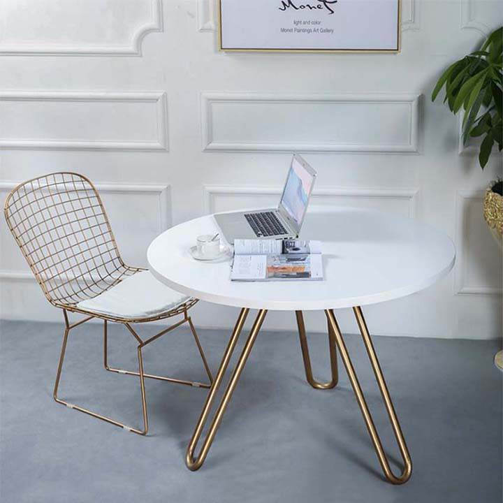 Mẫu bàn cafe đẹp chân sắt mặt gỗ nhỏ gọn phong cách Bắc Âu M8-4612