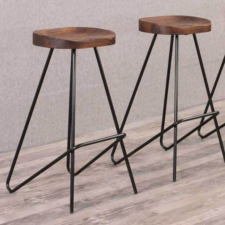 Ghế sắt mặt gỗ Highchair đa năng cho quán cafe M8-4623 thumbnail 3