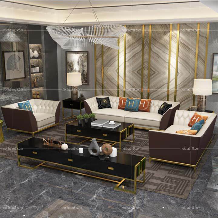 Sofa da phòng khách Downholstery phong cách Bắc Âu M8-3514 thumbnail 3