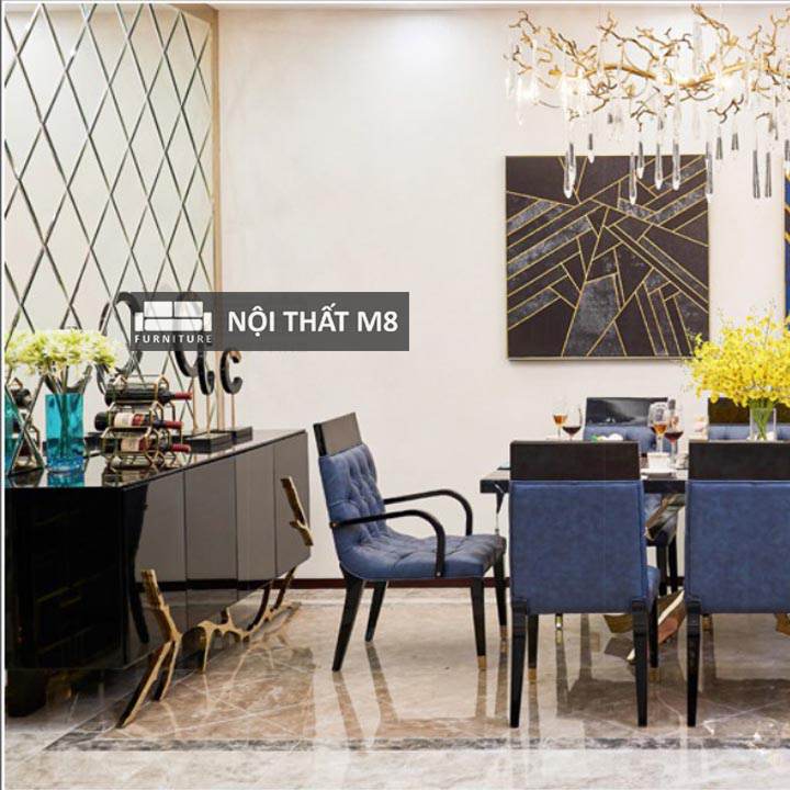 Tủ trang trí phòng khách hiện đại khung mạ vàng sang trọng M8-8155 thumbnail 4