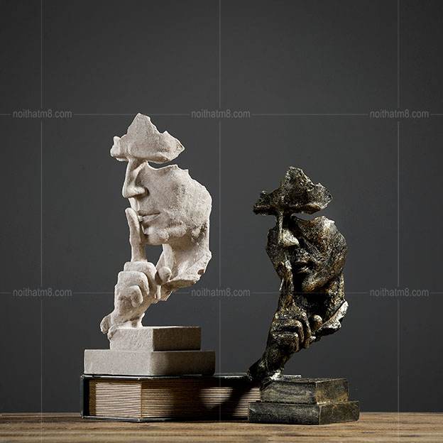 Tượng decor trang trí khuôn mặt im lặng ý nghĩa M8-D071