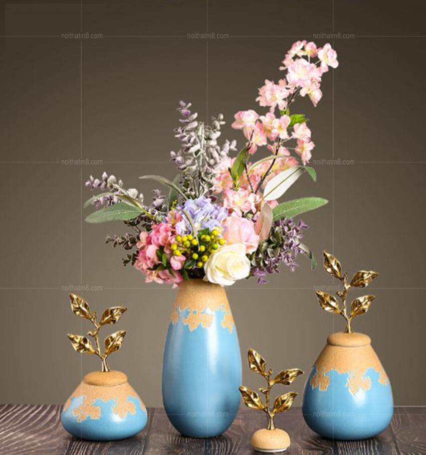 Bộ 3 bình hoa gốm trang trí màu sắc ấn tượng M8-D093 thumbnail 2