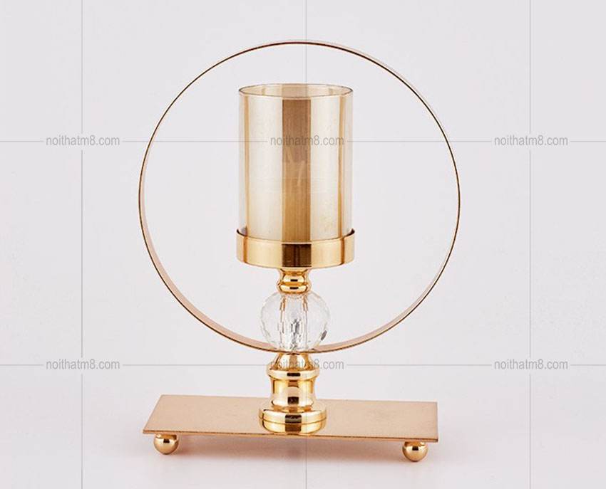 Chân đế nến thủy tinh hình tròn trang trí đẹp M8-D055 thumbnail 2