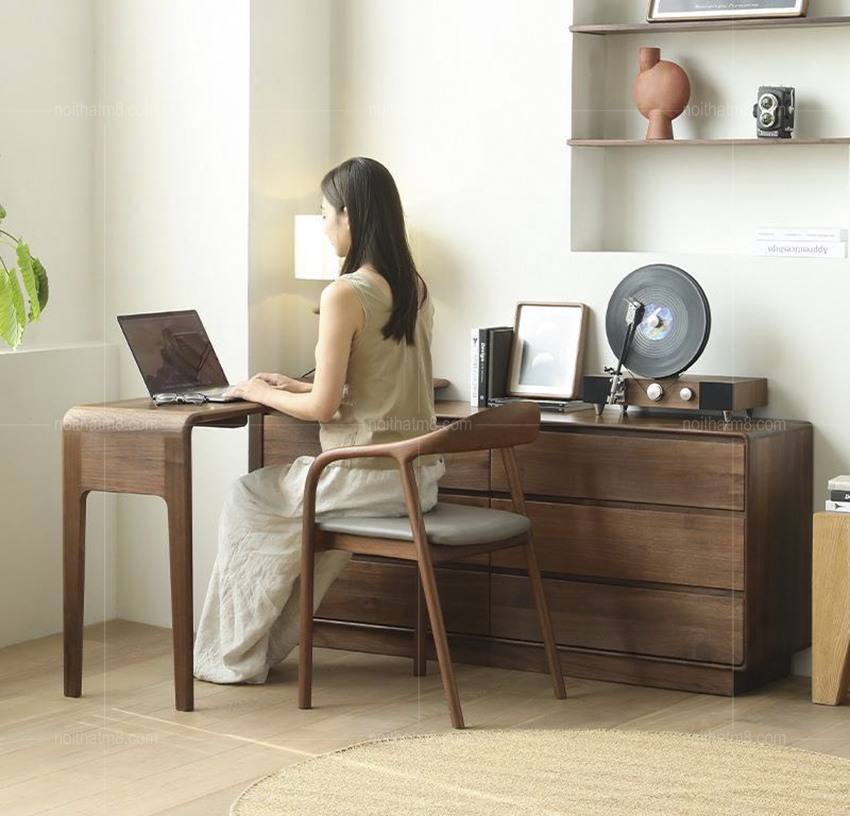 Bàn làm việc gỗ sồi sang trọng, tiện dụng M8-4563