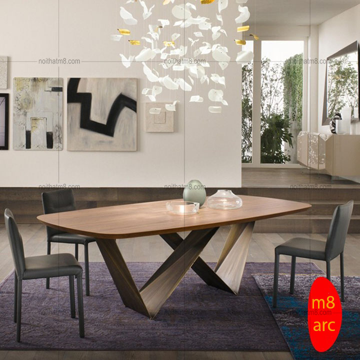 Bàn ăn mặt đá kết hợp chân bàn sắt W độc đáo M8 – 4123 thumbnail 3