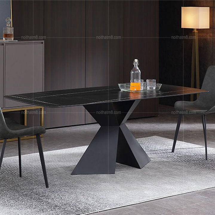 Bàn ăn gia đình mặt đá khung sắt sơn tĩnh điện độc đáo M8-4040
