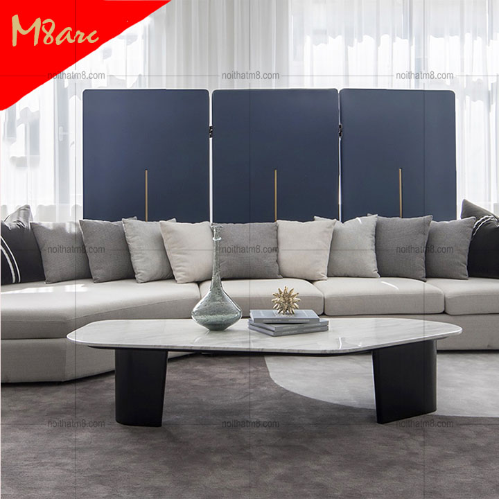 Bàn trà chân sắt mặt đá thiết kế độc đáo phong cách hiện đại M8-4262