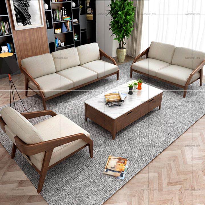 Ghế sofa gỗ sồi kết hợp nệm bọc vải cao cấp M8-3554