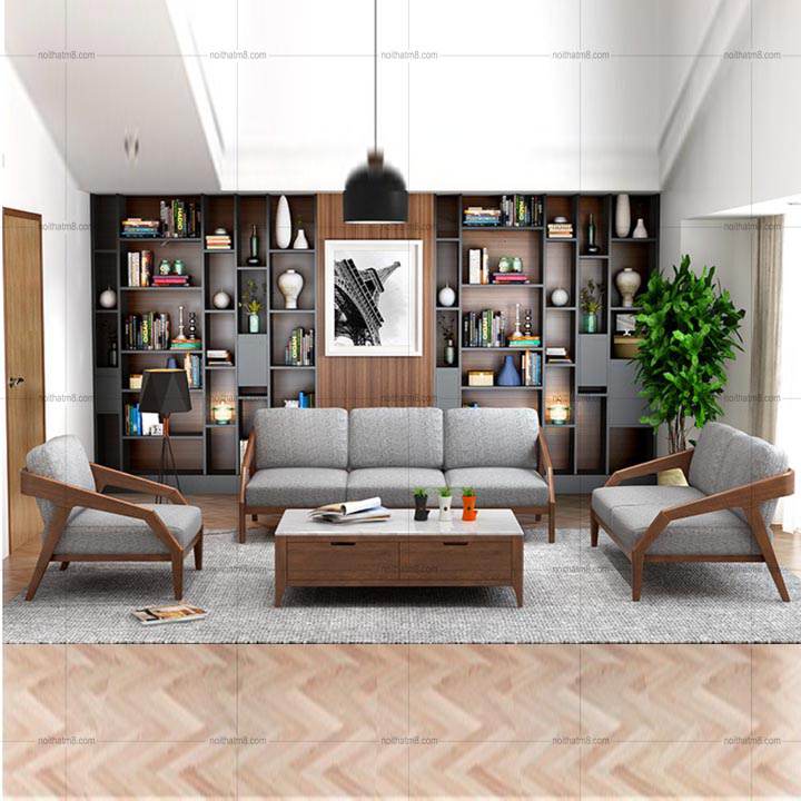Ghế sofa gỗ sồi kết hợp nệm bọc vải cao cấp M8-3554 thumbnail 2