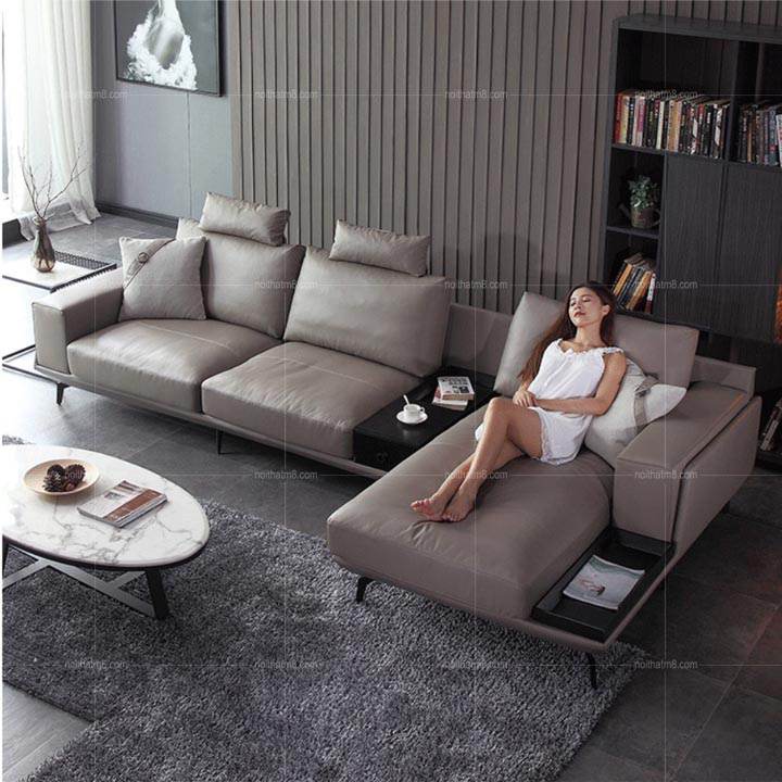Ghế sofa da hiện đại dáng chữ L sang trọng và tiện dụng M8-3561