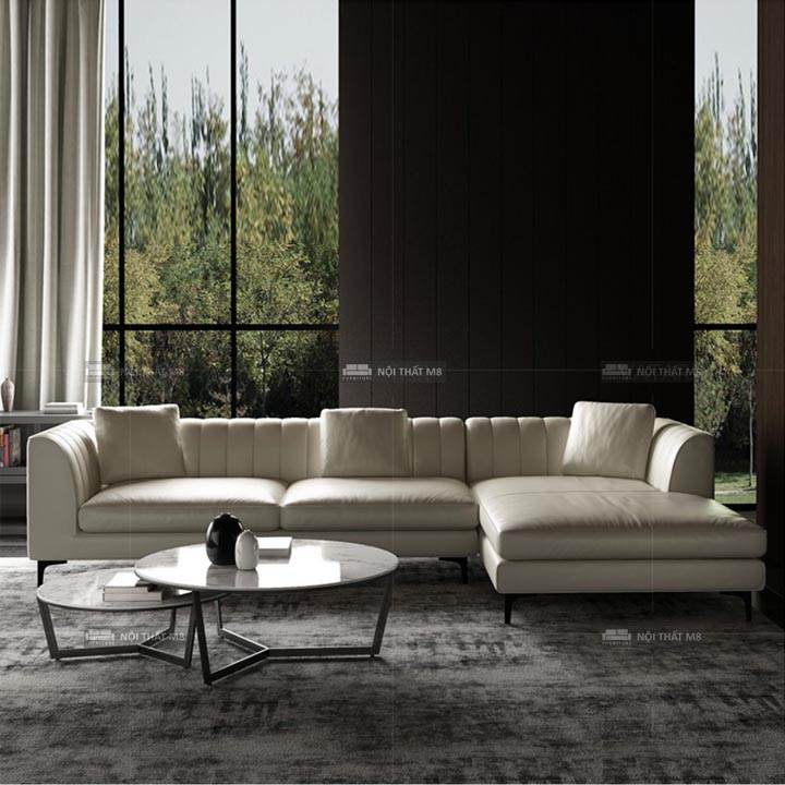 Ghế sofa da đẹp kiểu dáng đơn giản, hiện đại M8-3562