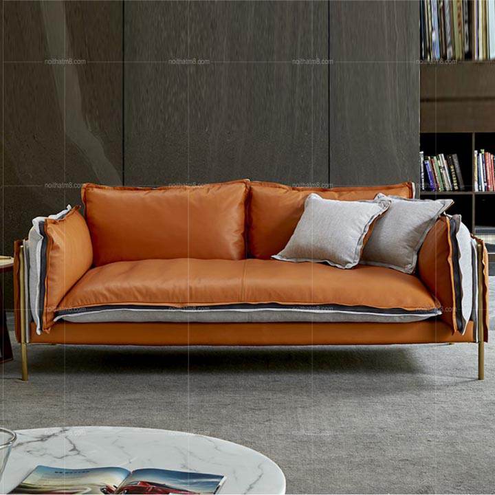 Ghế sofa da thật kết hợp lông vũ phong cách Bắc Âu ấn tượng M8-3565 thumbnail 2