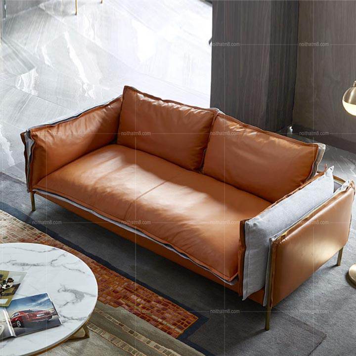 Ghế sofa da thật kết hợp lông vũ phong cách Bắc Âu ấn tượng M8-3565 thumbnail 3