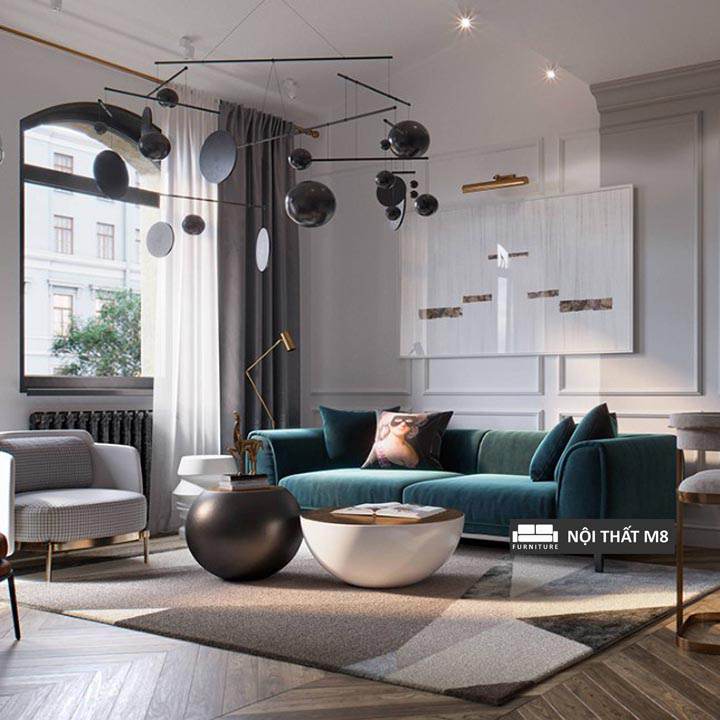 Mẫu sofa đơn giản bọc nỉ nhung mềm mịn, sang trọng M8-3610 thumbnail 3