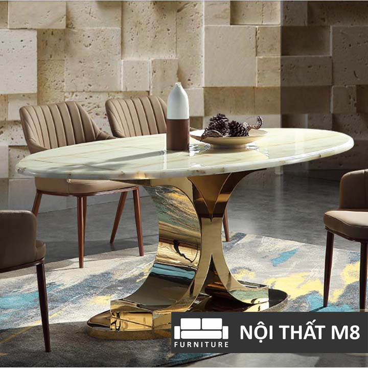 Bàn ăn mạ vàng dáng elip sang trọng M8-4107 thumbnail 2