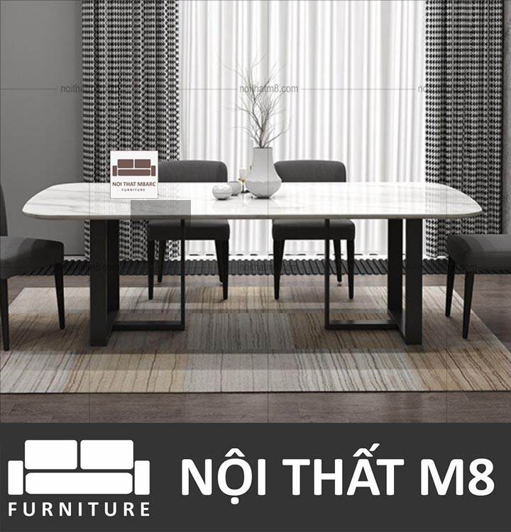 Mẫu bàn ghế ăn hiện đại mặt đá chân sắt tiện dụng M8-4080 thumbnail 2