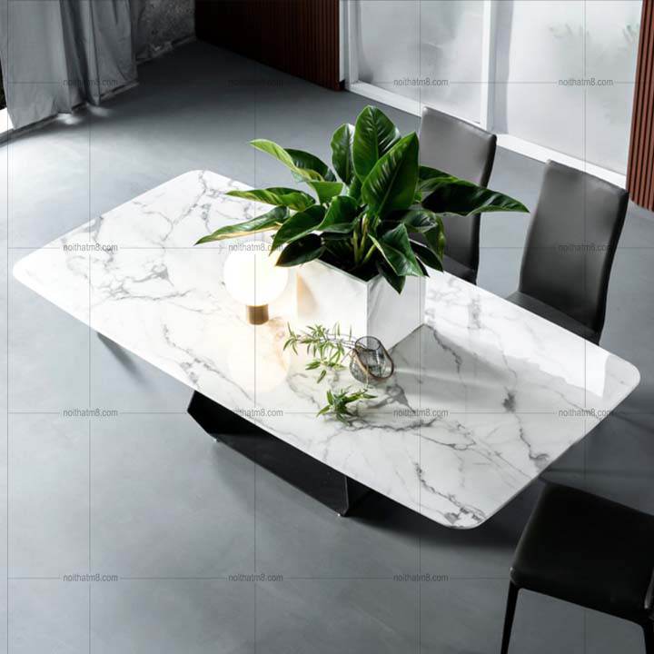 Mẫu bàn ăn hiện đại mặt đá chân sắt lịch lãm và cuốn hút M8-4093 thumbnail 4