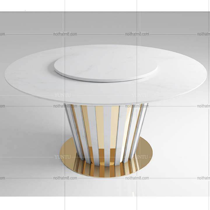 Bàn ăn mạ vàng dáng tròn mềm mại quý phái M8-4105 thumbnail 3