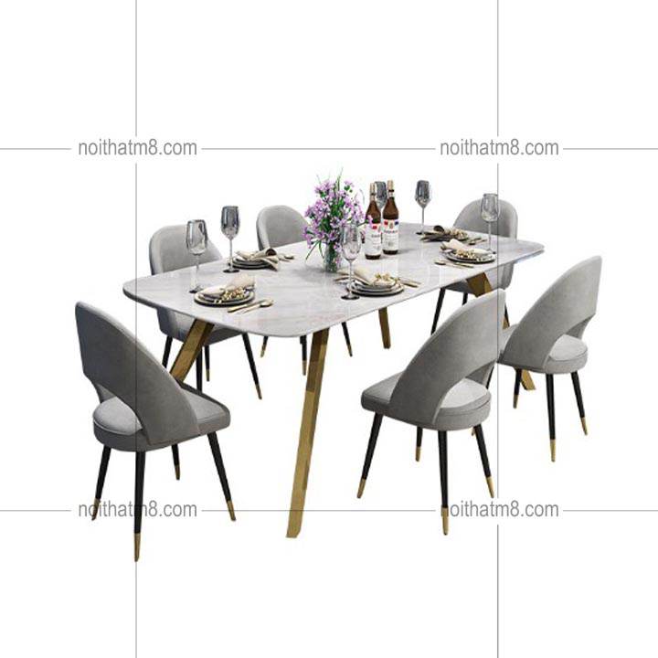 Mẫu bàn ăn mặt đá kết hợp chân sắt hiện đại, trẻ trung M8-4125 thumbnail 3