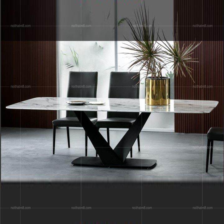 Bàn ăn mặt đá chân sắt sơn tĩnh điện hiện đại và cá tính M8-4127 thumbnail 2